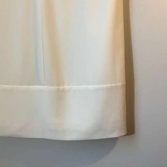 Oleg Cassini White Pleated Sleeveless Sheath Dress, 2. Mature Wedding, Vow Renew - Picture 7 of 10